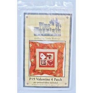 Pine Mountain Designs P19 Valentine 4 Patch Punch Needle Pattern Printed Fabric